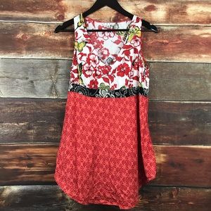 CAbi 100% silk tunic blouse dress shirt butterfly